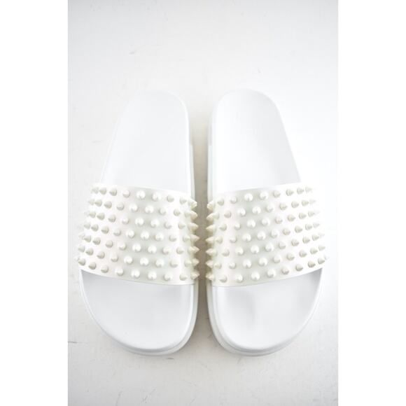 Christian Louboutin Men Pool Fun Flat White AB Satin Platform Slide Sandal 46 13 main image 4
